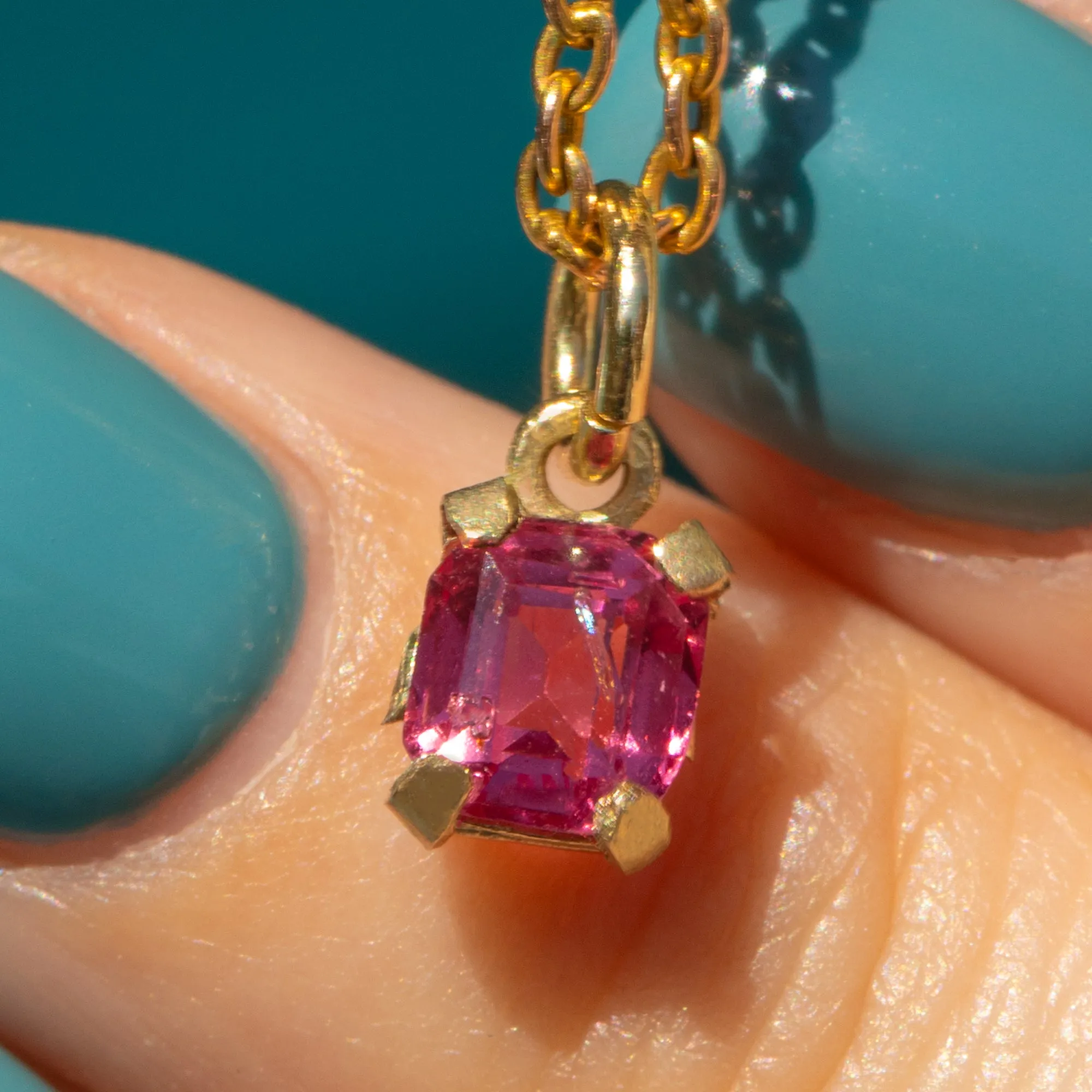 9ct Gold Pink Rhodolite Garnet Charm, 0.77ct