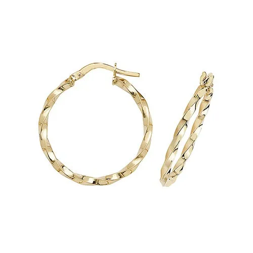 9ct Yellow Gold 20mm Hoop Earrings