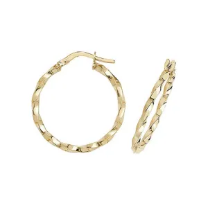 9ct Yellow Gold 20mm Hoop Earrings