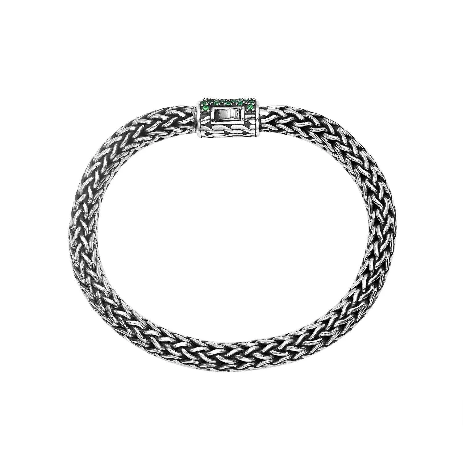 AB-1121-EM Sterling Silver Bracelet With Emerald Q.