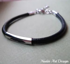 Adjustable Black / Brown Mens Bracelet