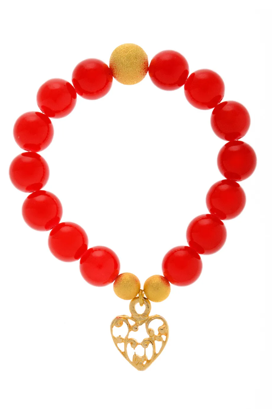 ALBERTO GALLETI HEART Red Glass Pearl Bracelet