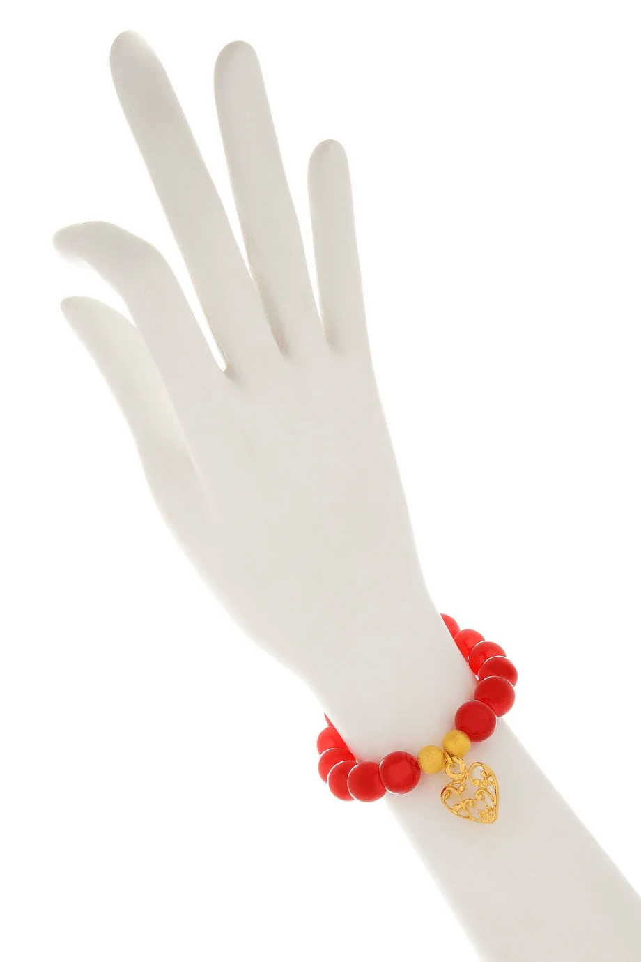 ALBERTO GALLETI HEART Red Glass Pearl Bracelet