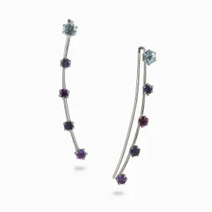 Amethyst, Blue Topaz & Iolite Ear Climbers