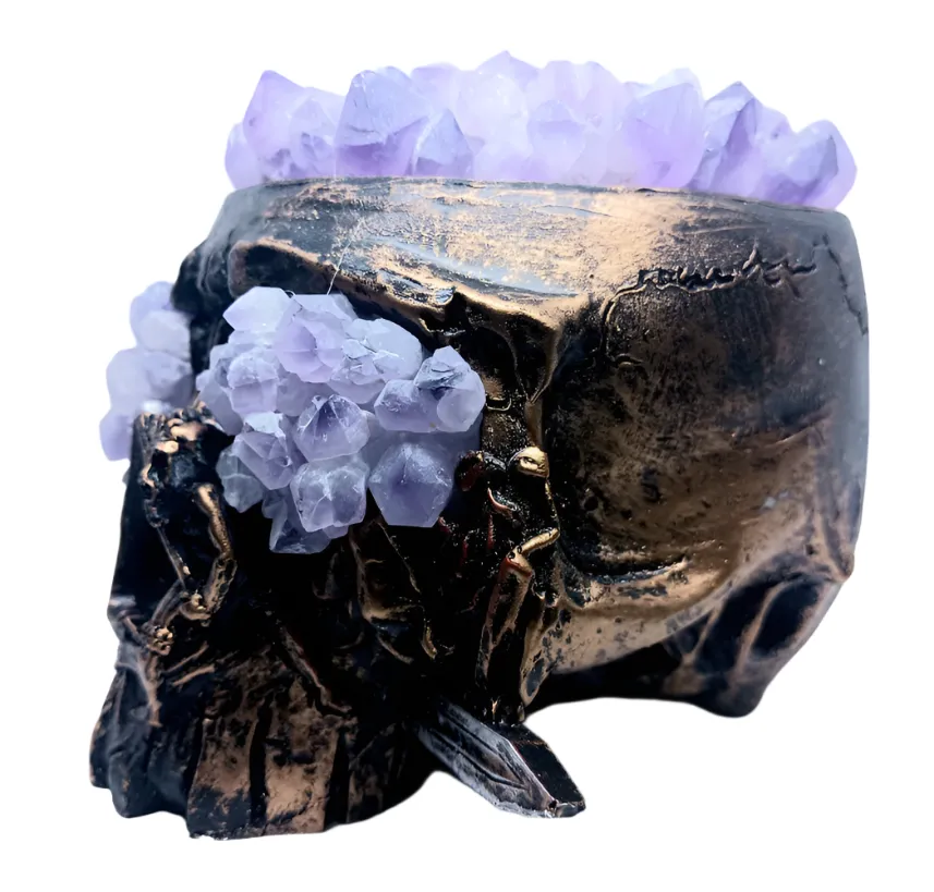 Amethyst Crystal Pirate Skull USB Lamp