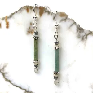 Ancient Egyptian Faience Mummy Bead Earrings in Sterling Silver | Artifact #G3883