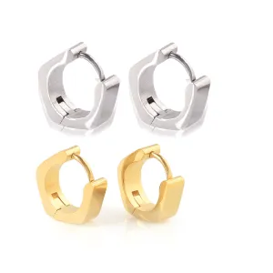 Angled Stainless Steel Huggie Hoop Earrings