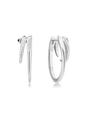 ANIA HAIE PUNK SILVER CZ DOUBLE HOOP EARRINGS E053-10H