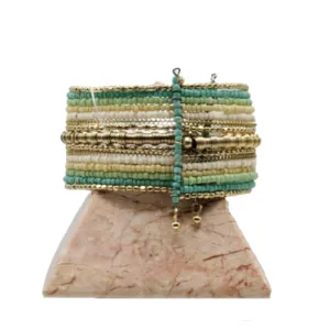 B18- Mint and Gold Wire Cuff