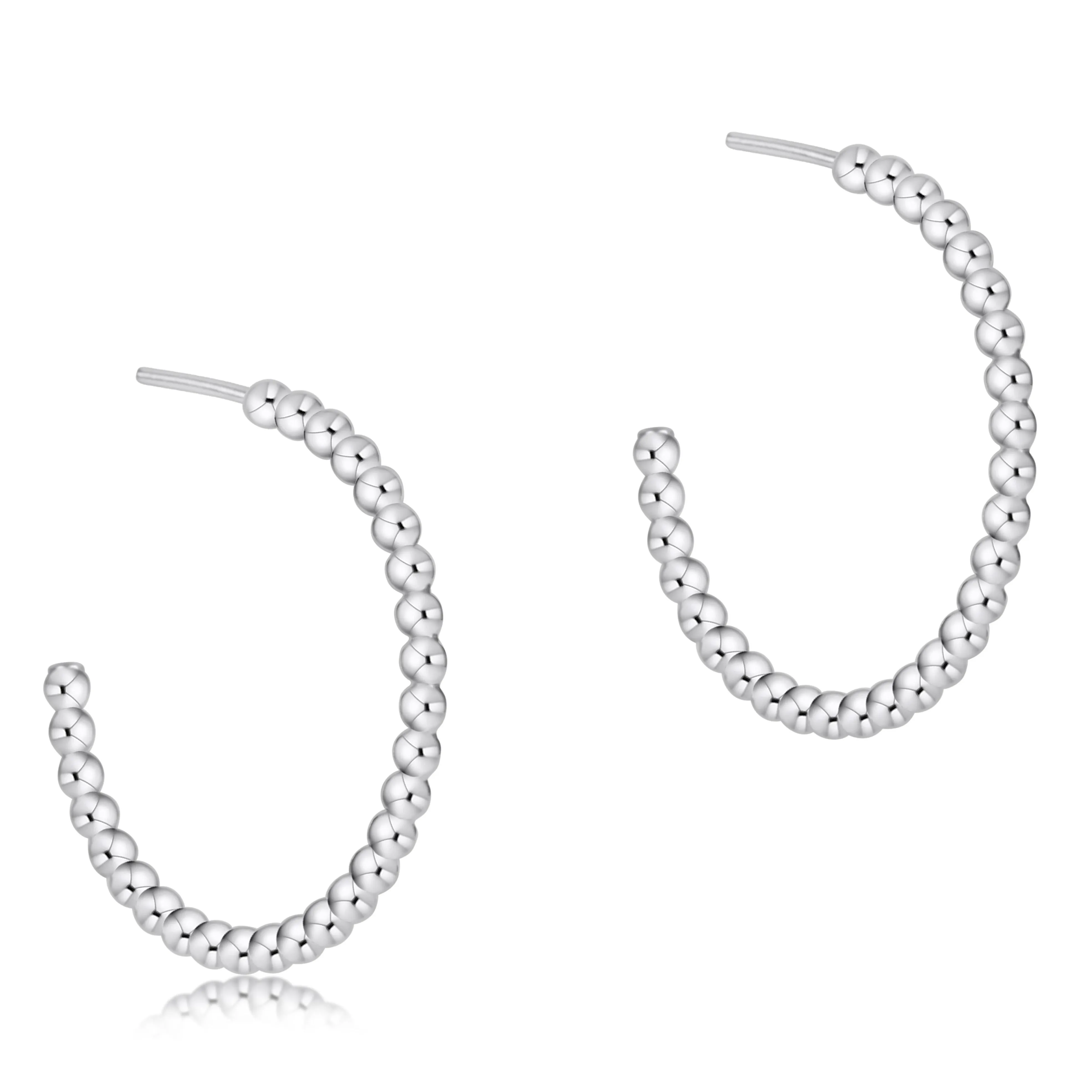 Beaded Classic 1.25" Post Hoop - 3mm Sterling