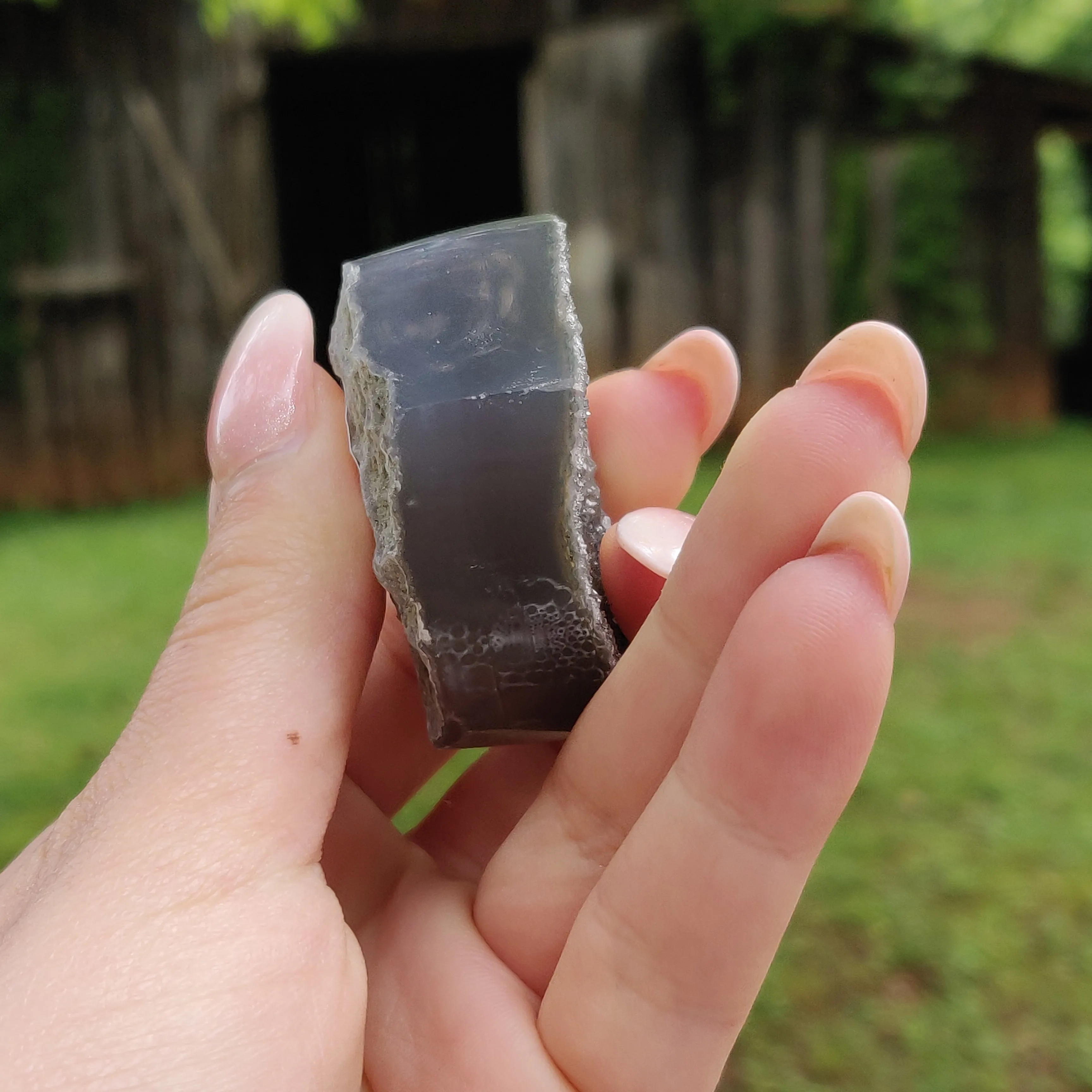 Black Amethyst Geode & Agate Heart (#20B)