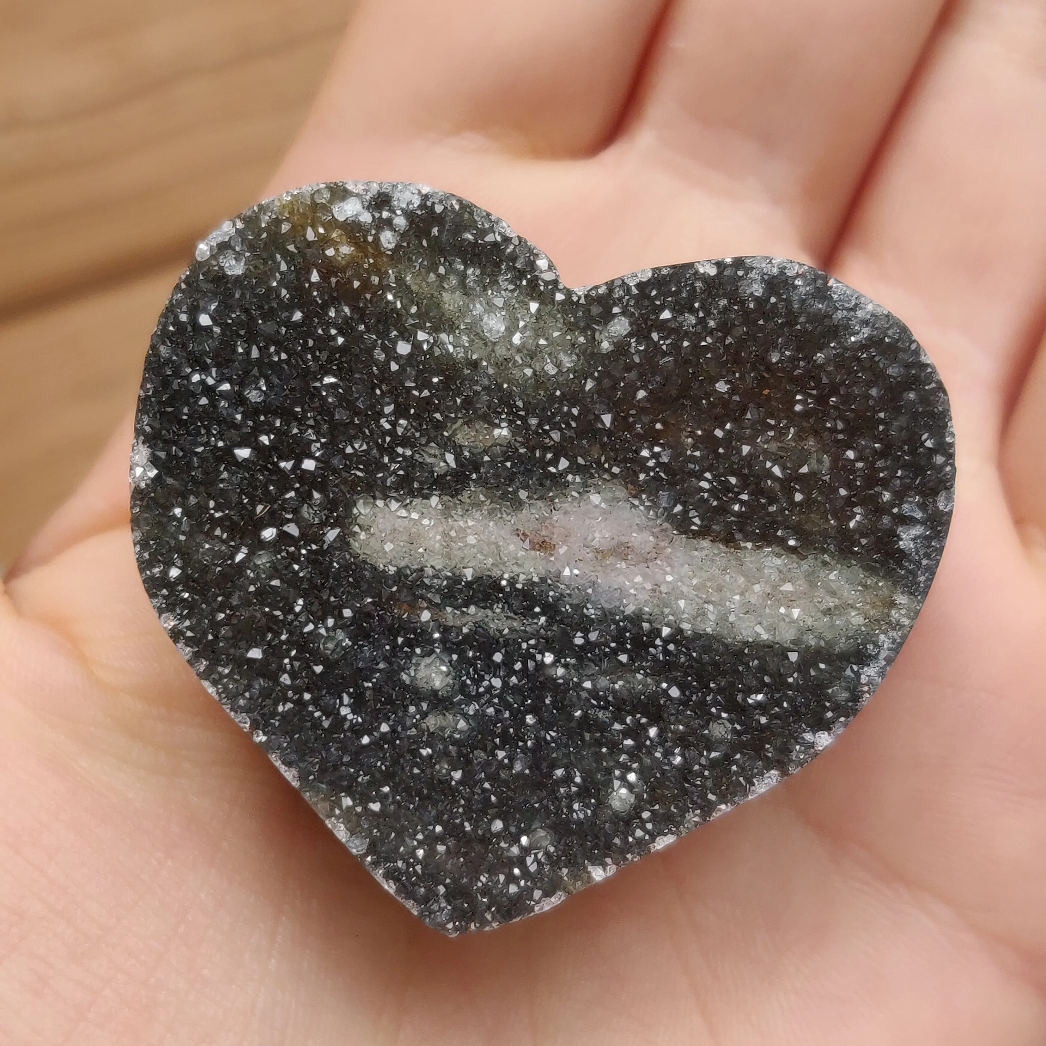 Black Amethyst Geode & Agate Heart (#20B)