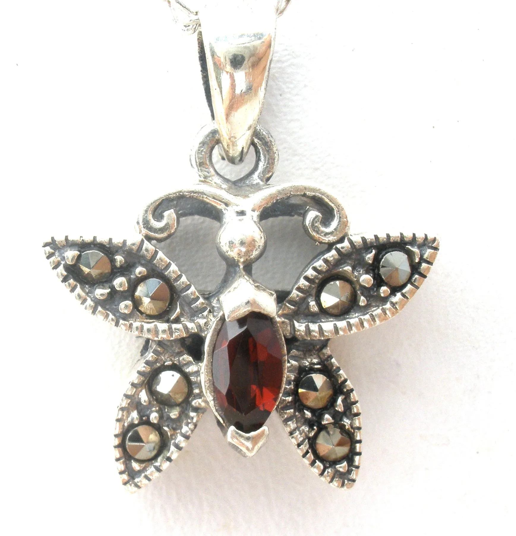 Butterfly Pendant Necklace Sterling Silver 17"