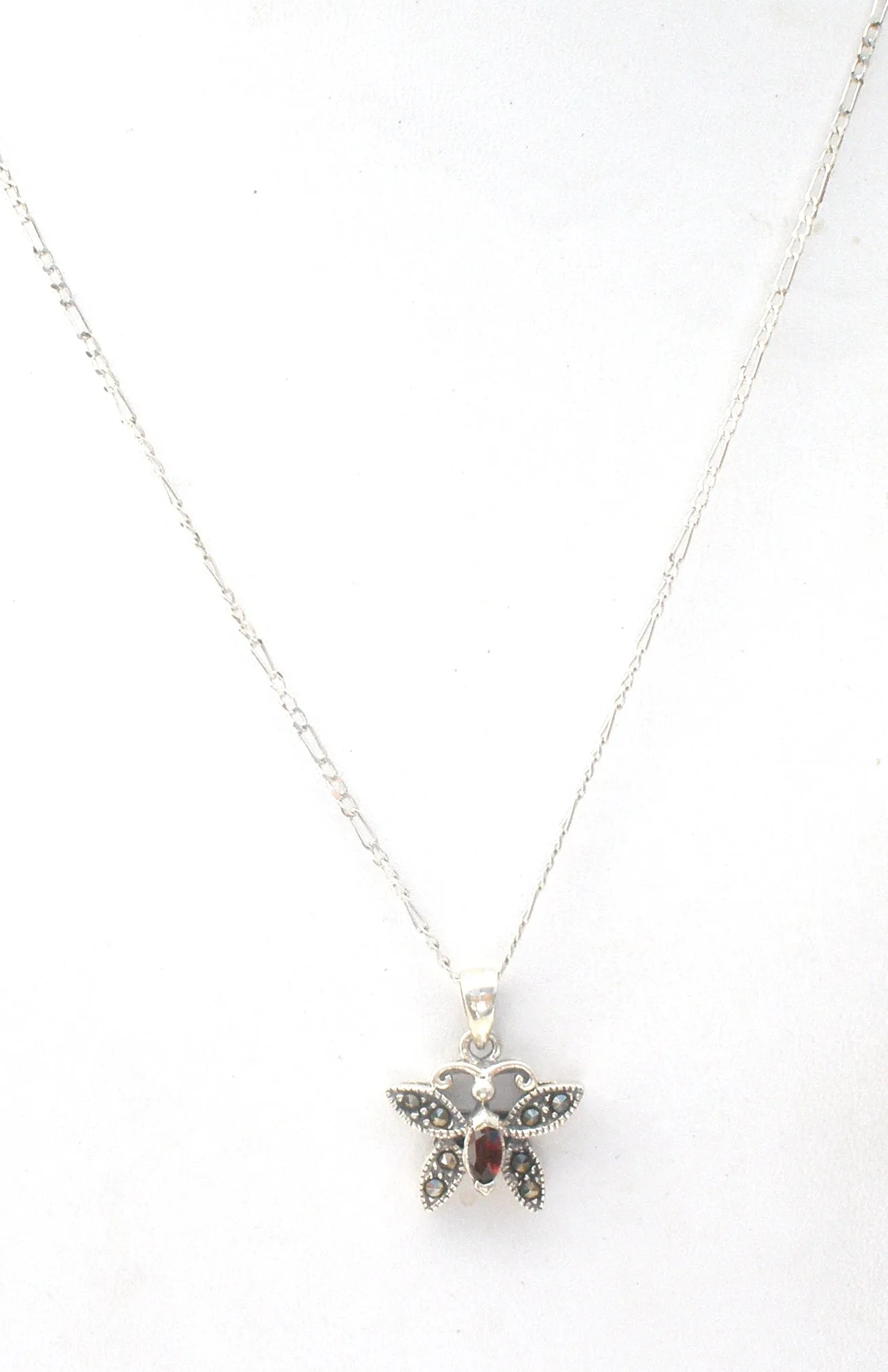 Butterfly Pendant Necklace Sterling Silver 17"