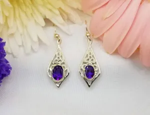 Celtic Teardrop with Amethyst Earrings