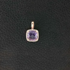 Cushion Amethyst & Diamond Pendant