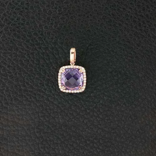 Cushion Amethyst & Diamond Pendant