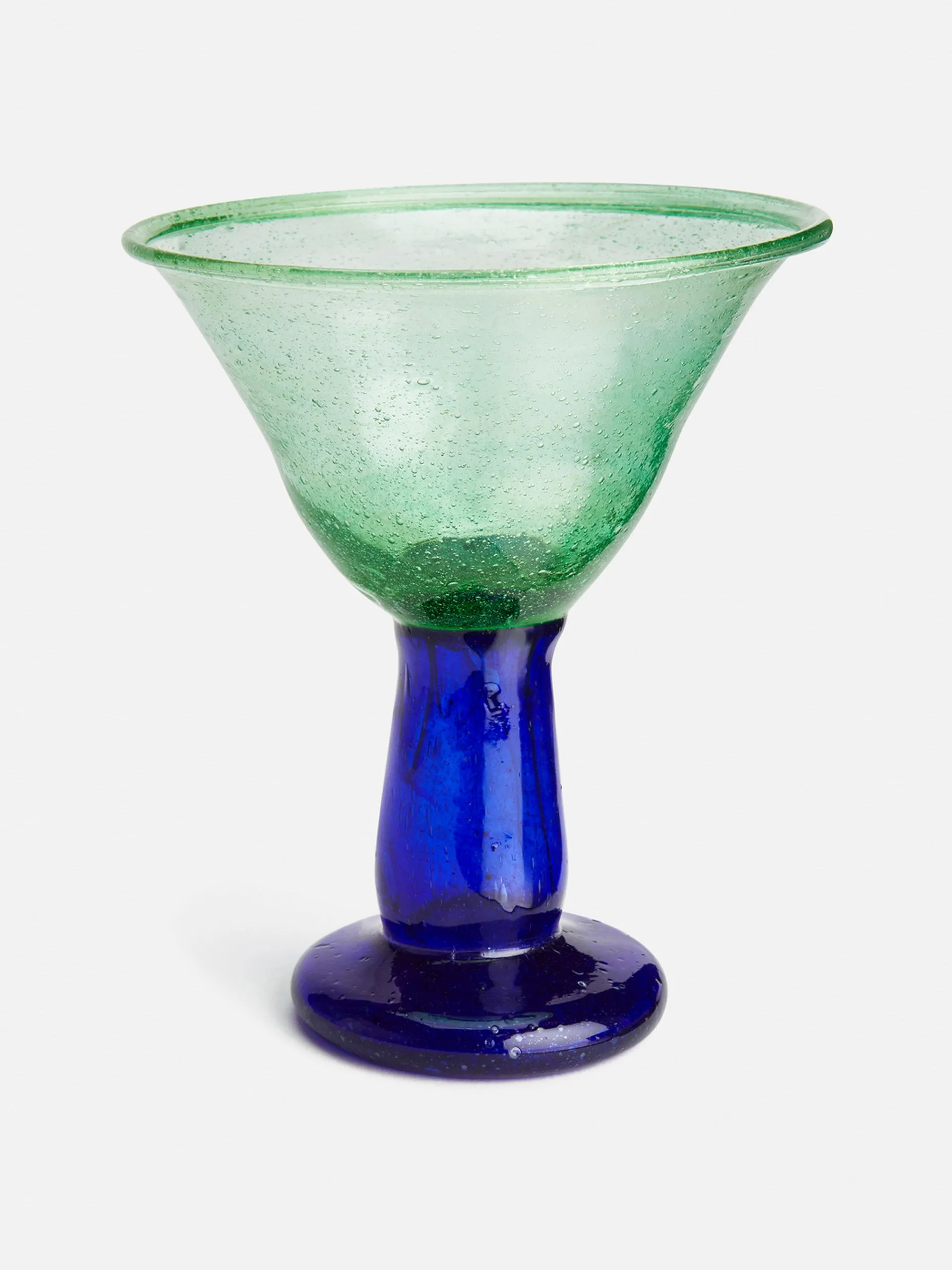 Dessert coupe in green and lapis glass