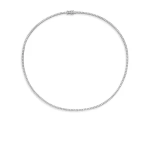 Diamond Tennis Necklace (2.50 ct.) 1.3 mm 4-Prongs Setting in 14K Gold, Made in Italy