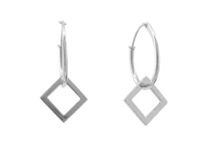 E4 Open Square Hoop Earrings, White Gold & Platinum