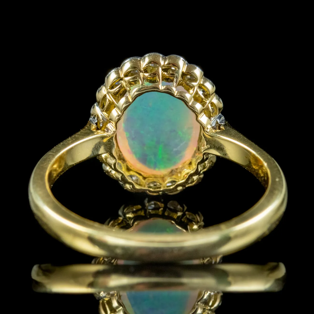 Edwardian Style Opal Diamond Cluster Ring 3ct Opal