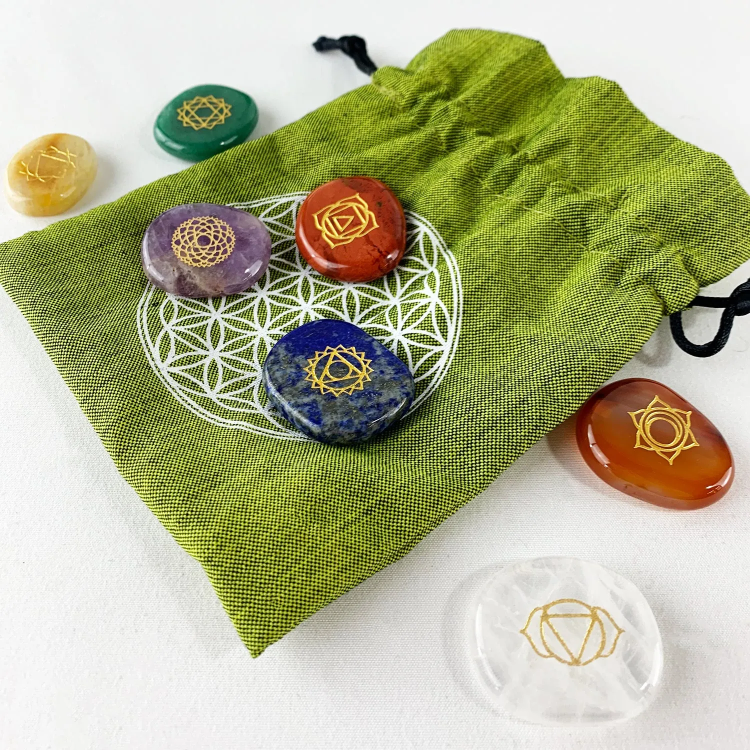 Engraved Crystal Chakra Set