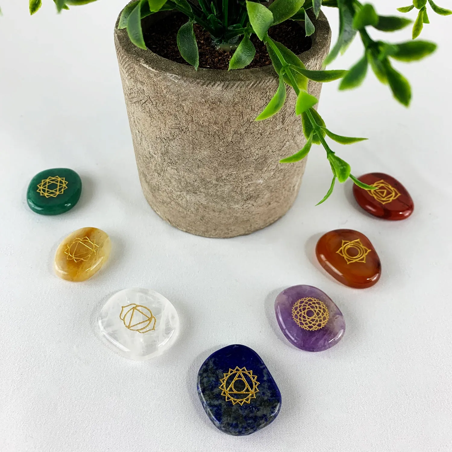 Engraved Crystal Chakra Set