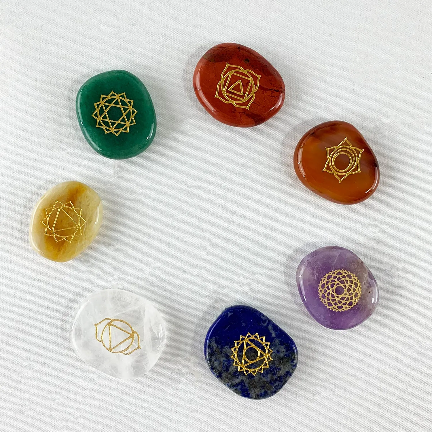 Engraved Crystal Chakra Set