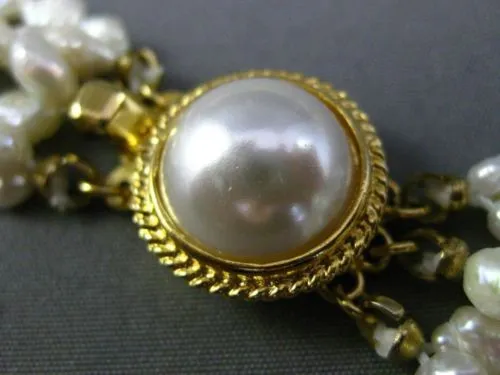 ESTATE LONG 14K YELLOW GOLD & SILVER PEARL MULTI GEM BY THE YARD NECKLACE #25366