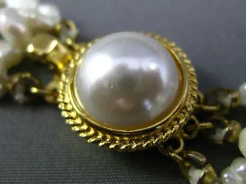 ESTATE LONG 14K YELLOW GOLD & SILVER PEARL MULTI GEM BY THE YARD NECKLACE #25366