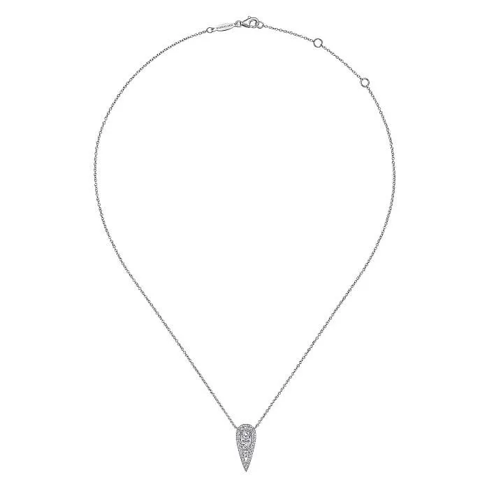 Gabriel 14K White Gold Inverted Teardrop Diamond Pendant Necklace NK6013W45JJ