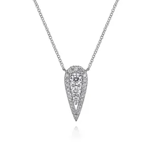 Gabriel 14K White Gold Inverted Teardrop Diamond Pendant Necklace NK6013W45JJ