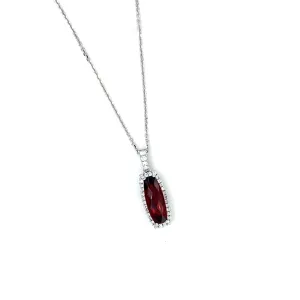 Garnet & Diamond Halo Pendant