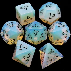 Gemstone: Opal Gold Grass Pattern Dice Set