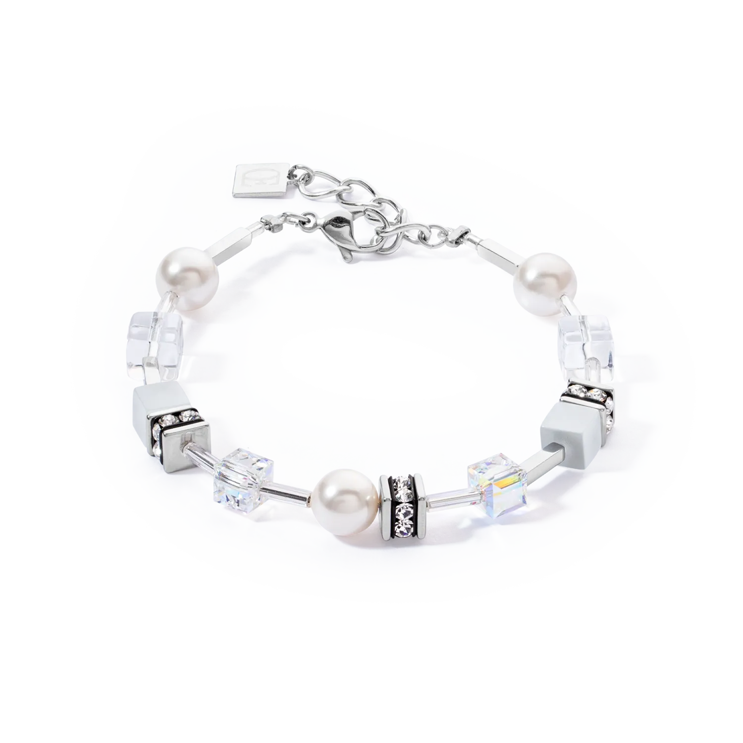 GeoCUBE® Iconic Pearl Mix bracelet silver-white