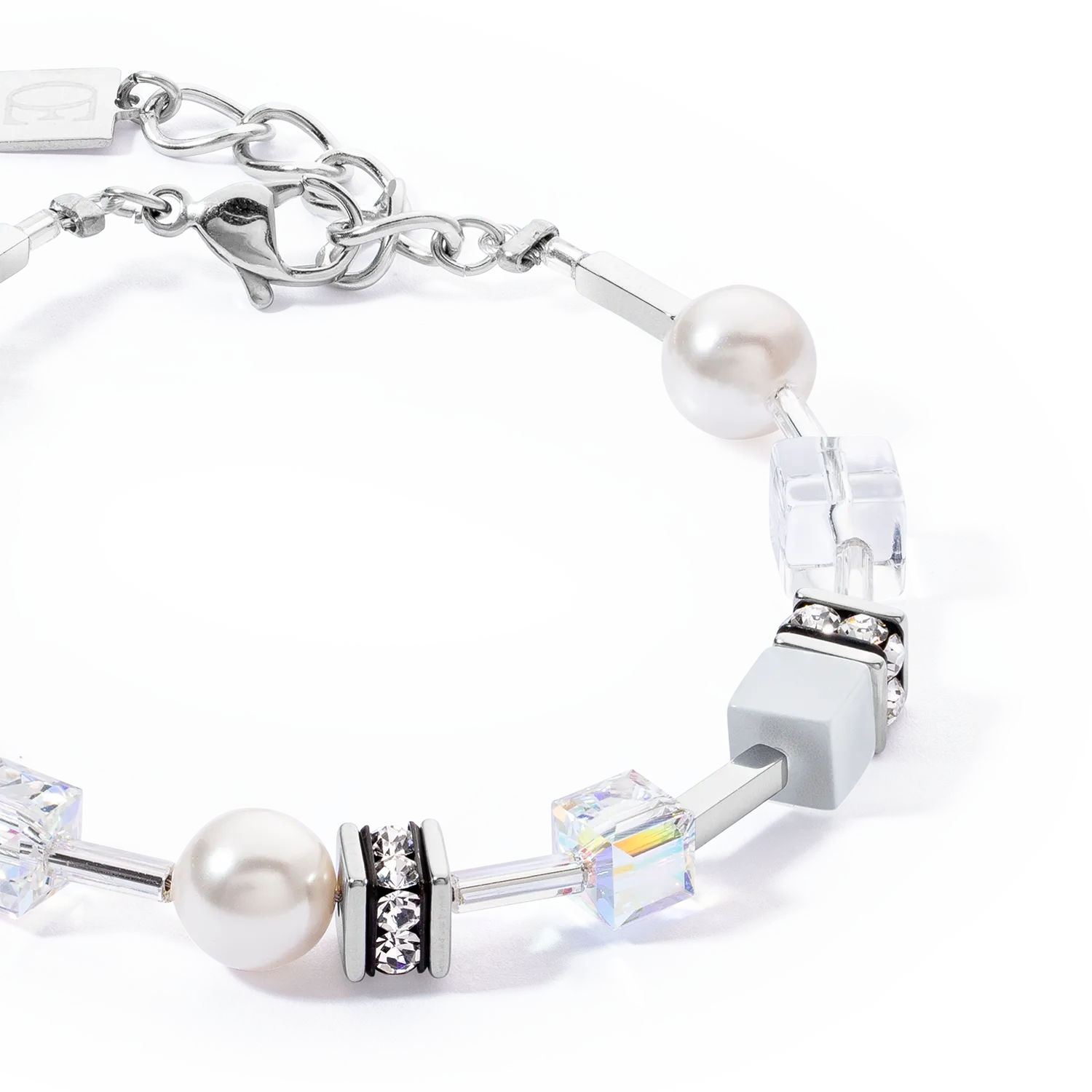 GeoCUBE® Iconic Pearl Mix bracelet silver-white