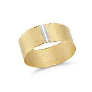 Gold Hammered Cuff with Diamonds