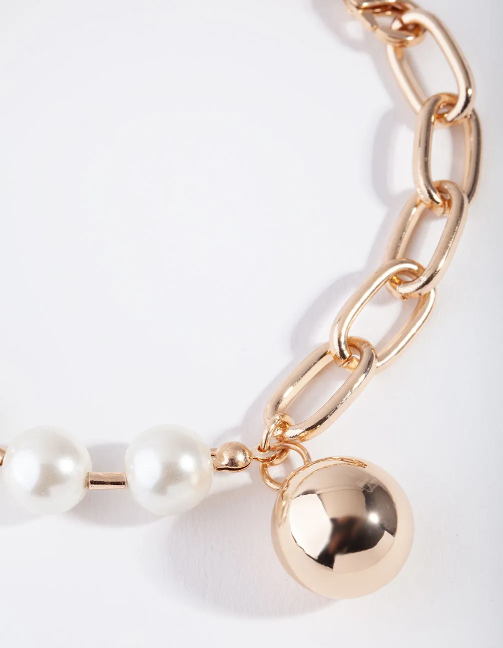 Gold Large Pearl Link Bracelet & Anklet