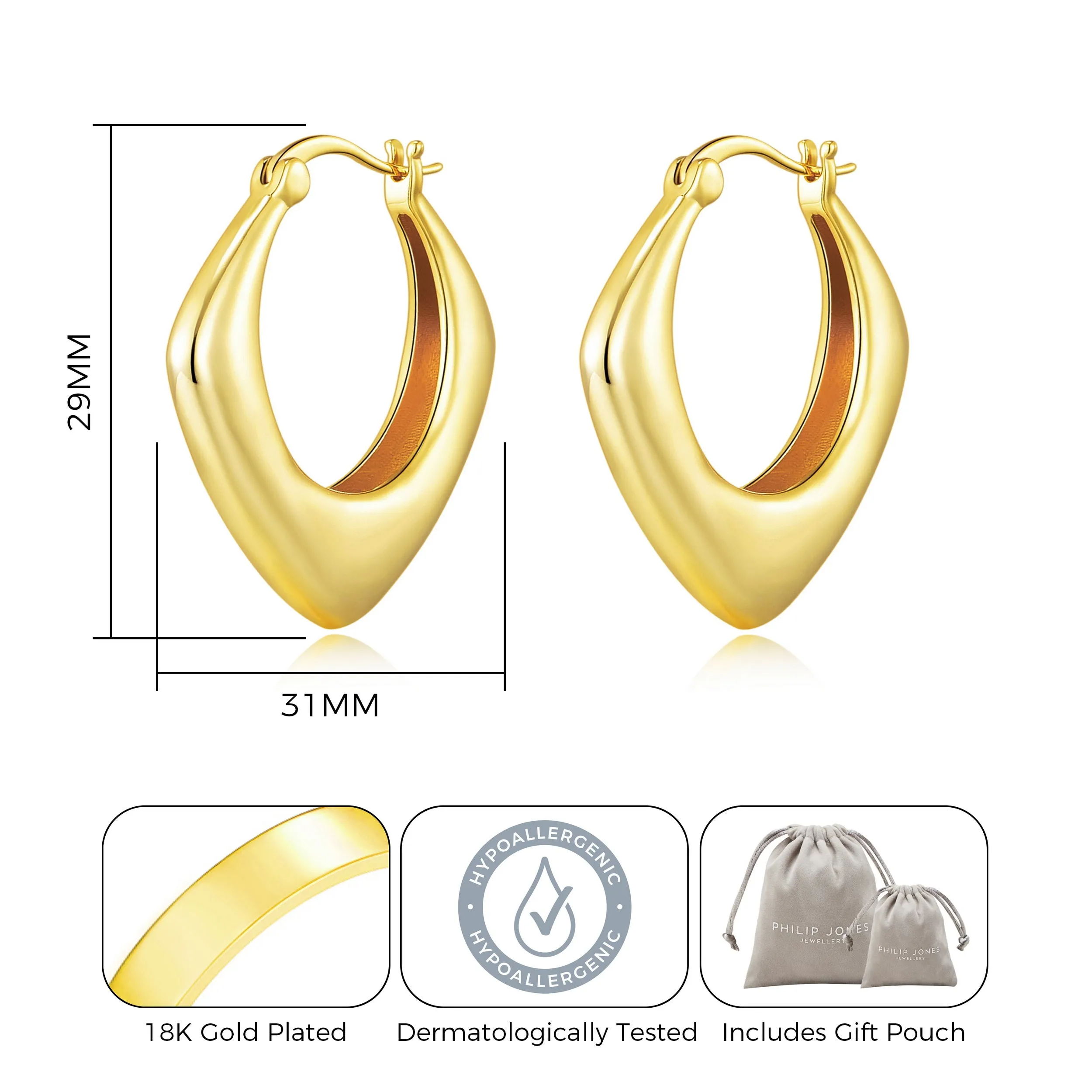 Gold Plated Chunky Hoop Earrings