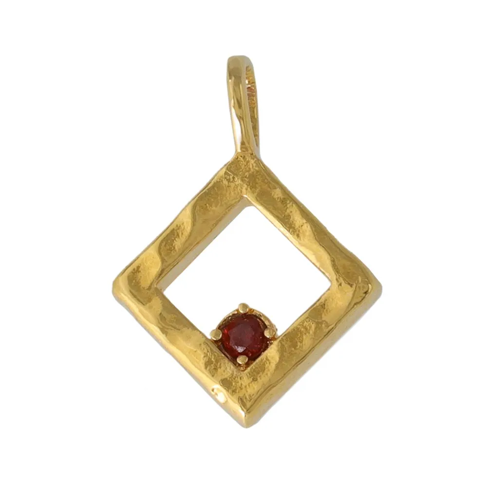 Gold Tone Square Necklace Charm