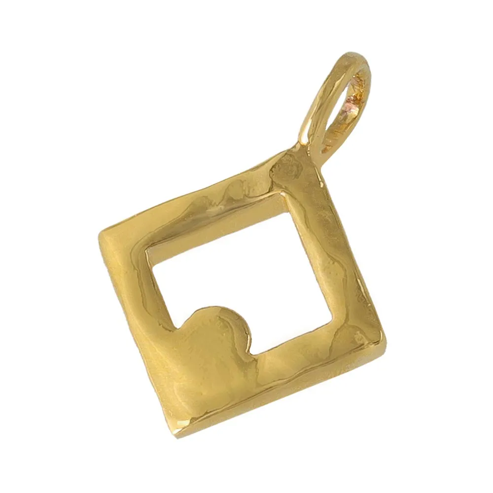 Gold Tone Square Necklace Charm