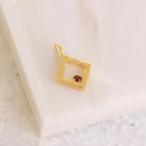 Gold Tone Square Necklace Charm