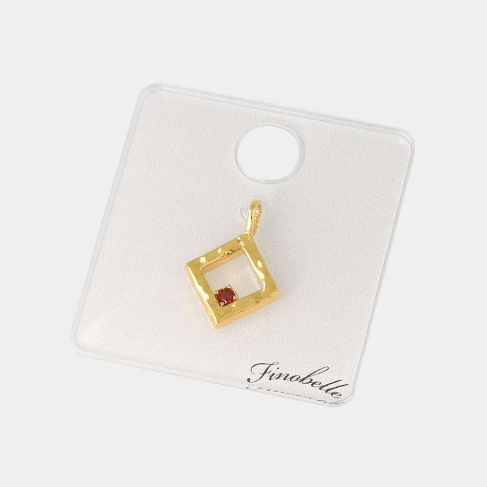 Gold Tone Square Necklace Charm