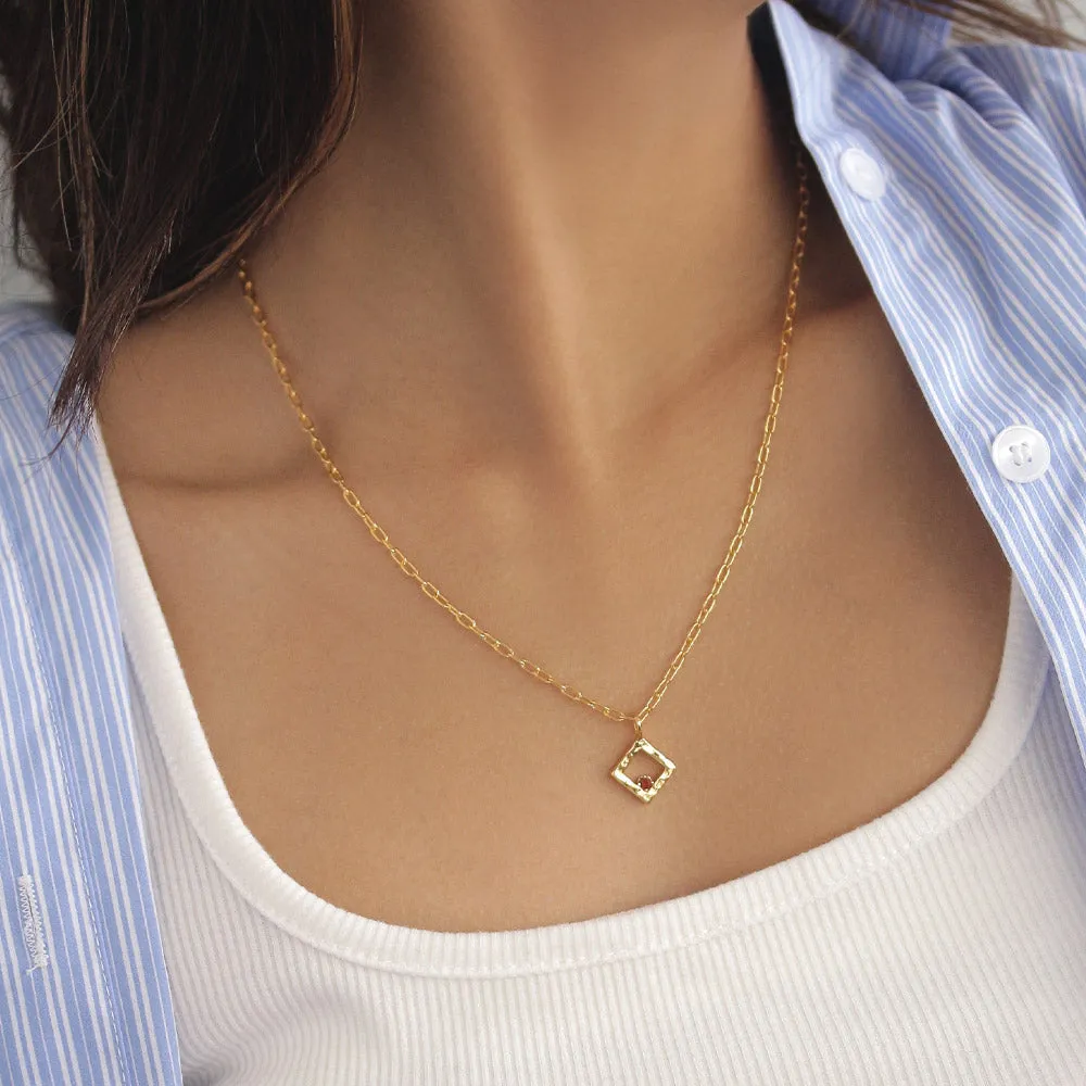 Gold Tone Square Necklace Charm