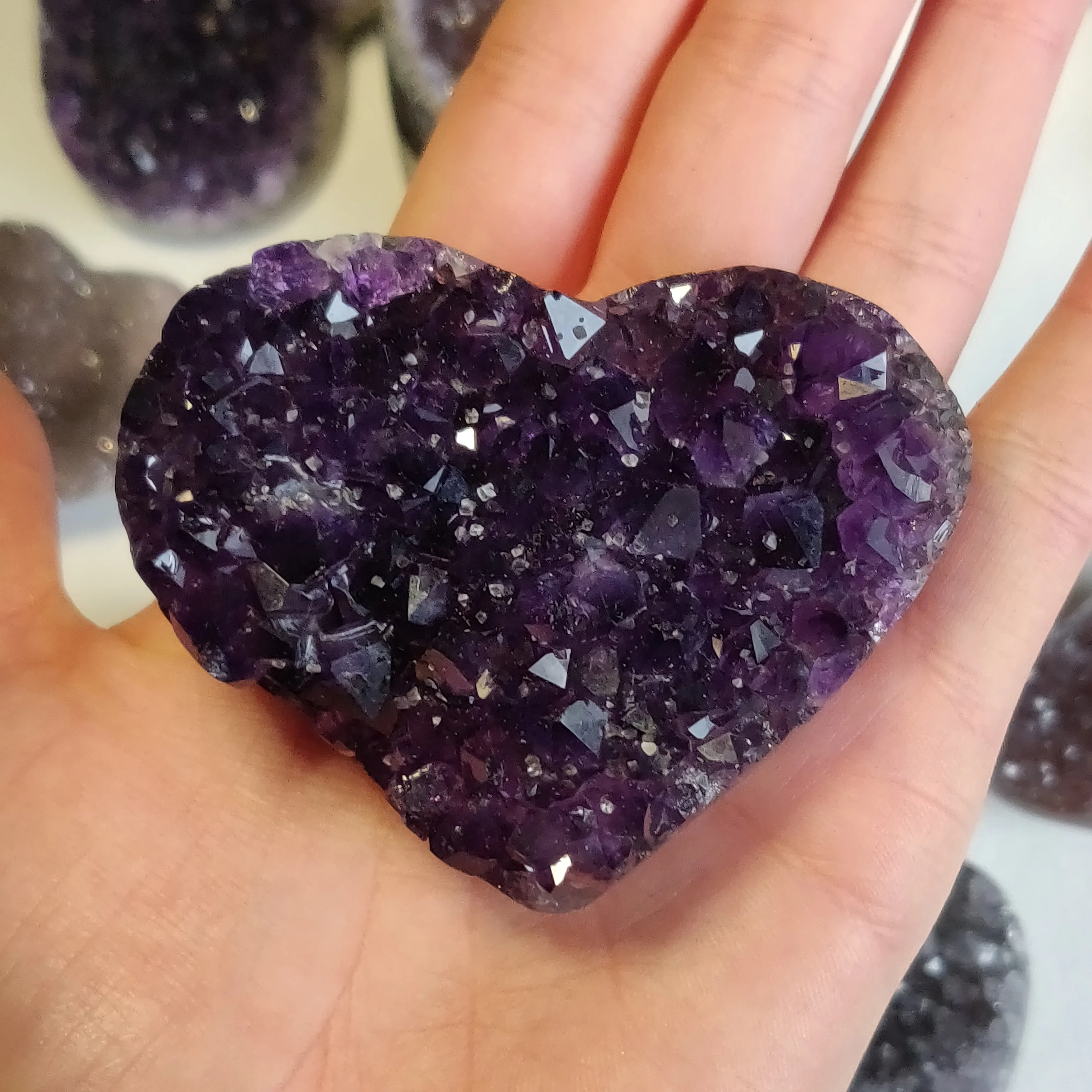 Grape Jelly Amethyst Geode Heart with Calcite (#G7)