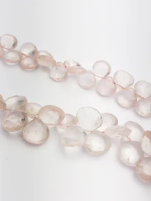 HALF OFF SALE - Rose Quartz Flat Faceted Round Gemstone Beads, Full Strand, Semi Precious Gemstone, 8"