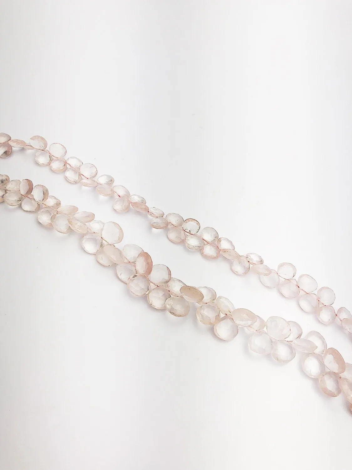 HALF OFF SALE - Rose Quartz Flat Faceted Round Gemstone Beads, Full Strand, Semi Precious Gemstone, 8"