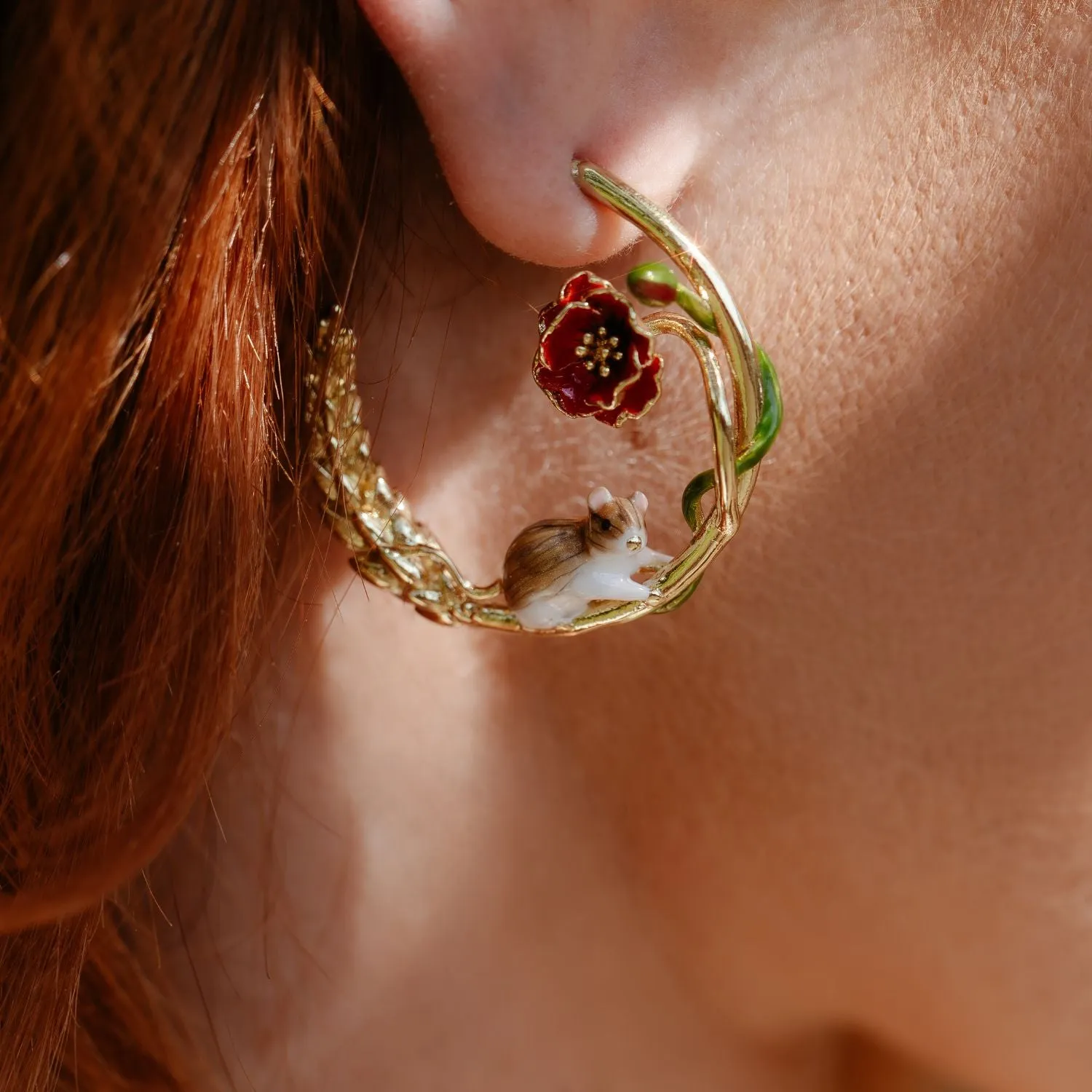 Harvest Mouse & Corn Hoop Earrings