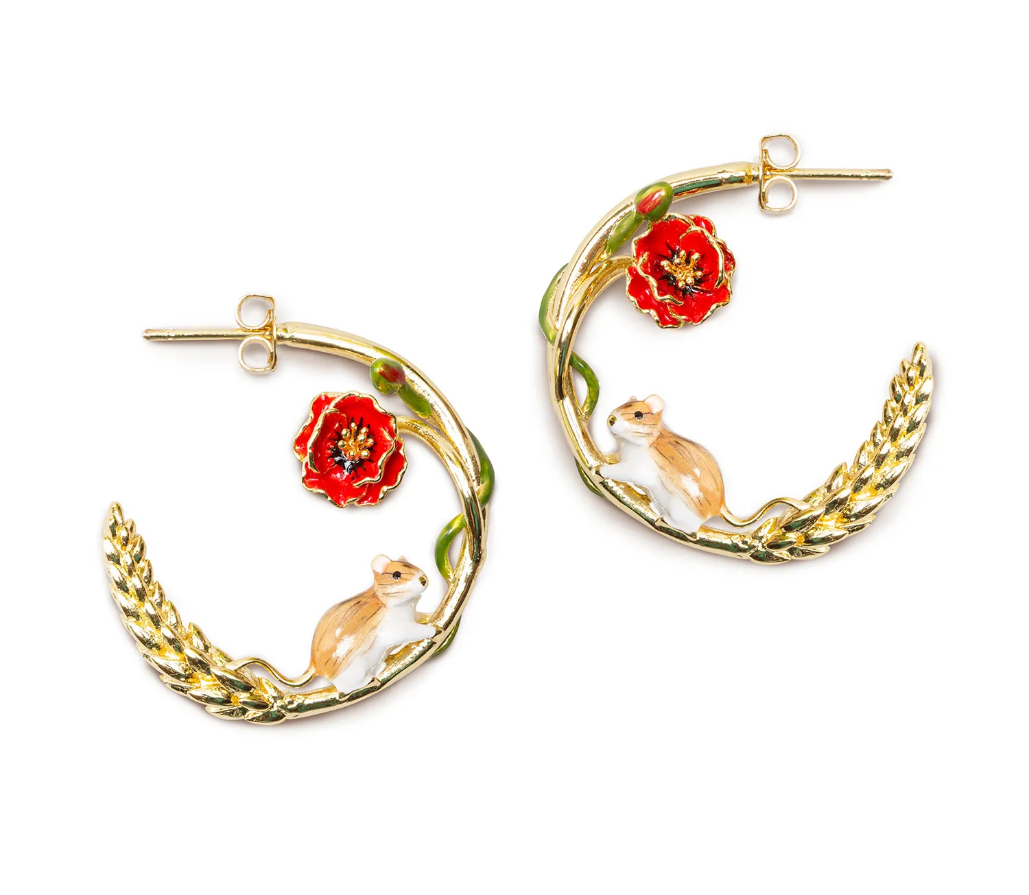 Harvest Mouse & Corn Hoop Earrings