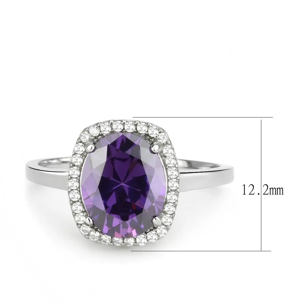 High polished (no plating) Stainless Steel Ring with AAA Grade CZ in Amethyst for Women Style DA385